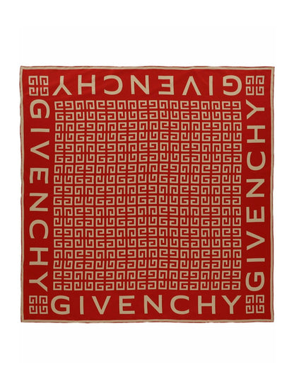 Givenchy 4G Logo Silk Scarf Vermillon Beige Pink