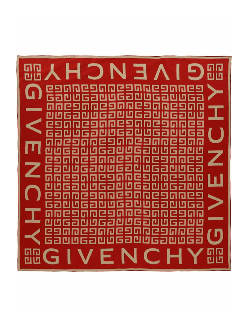 Givenchy 4G Logo Silk Scarf Vermillon Beige Pink