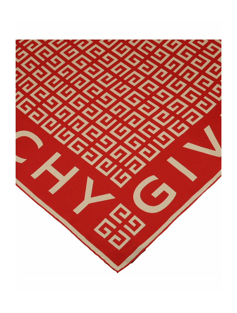 Givenchy 4G Logo Silk Scarf Vermillon Beige Pink