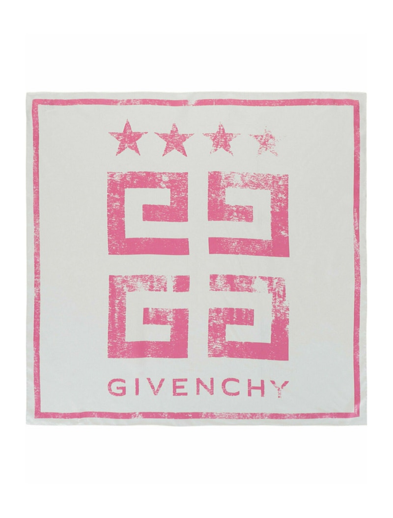 Givenchy 4G Logo Silk Scarf White/Pink