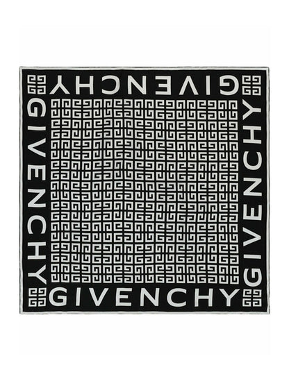 Givenchy 4G Logo Square Scarf Black White