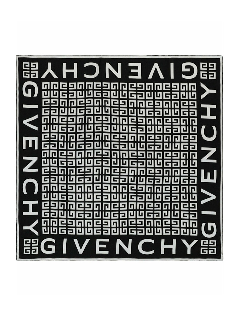 Givenchy 4G Logo Square Scarf Black White