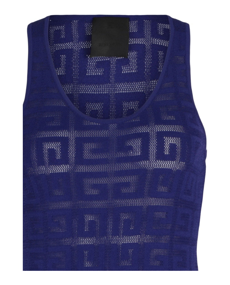 Givenchy 4G Monogram Jacquard-Knit Tank Top Dress Dark Purple