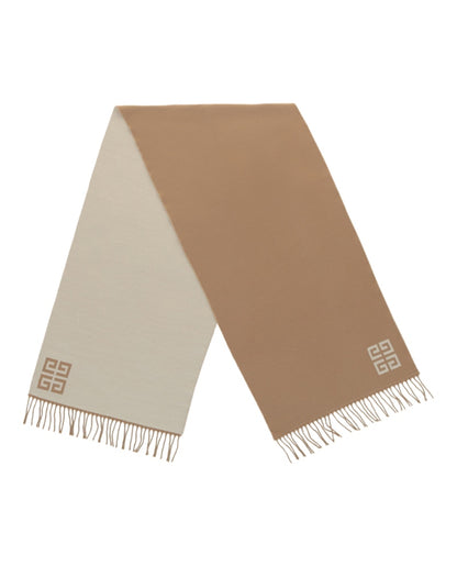 Givenchy 4G Reversible Wool Scarf Beige White
