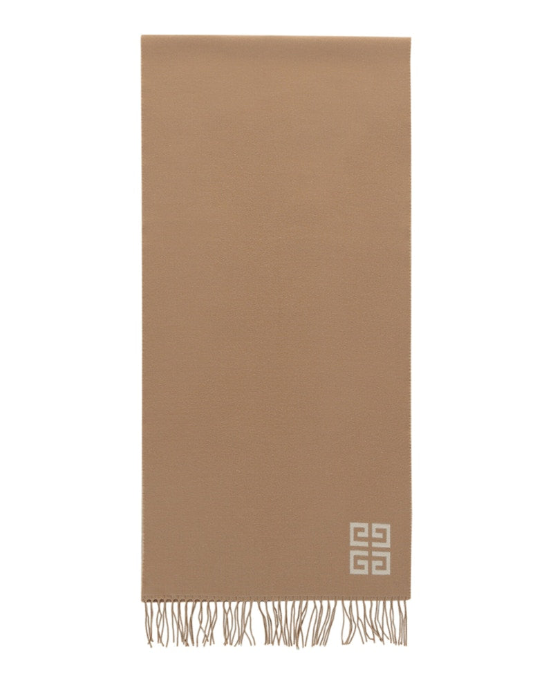 Givenchy 4G Reversible Wool Scarf Beige White