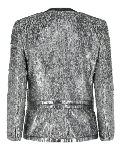 Givenchy Animal Print Single-Breasted Jacket Silver