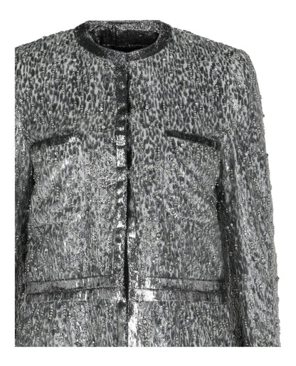 Givenchy Animal Print Single-Breasted Jacket Silver