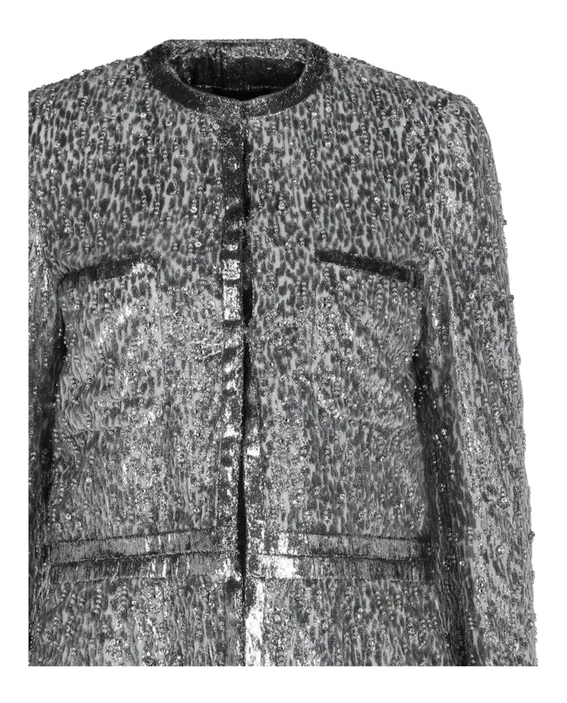 Givenchy Animal Print Single-Breasted Jacket Silver