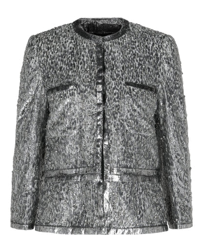 Givenchy Animal Print Single-Breasted Jacket Silver