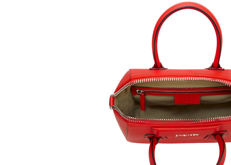 Givenchy Antigona Tote Leather Silver-tone Mini Pop Red