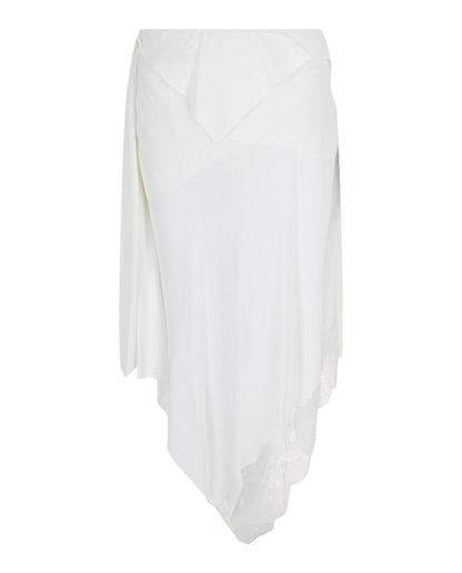 Givenchy Asymmetrical Crepe And Lace Skirt White