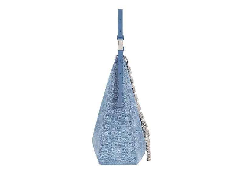 Givenchy Bag Small Moon Cut Out in Washed Denim with Chain Medium blue