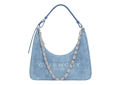 Givenchy Bag Small Moon Cut Out in Washed Denim with Chain Medium blue