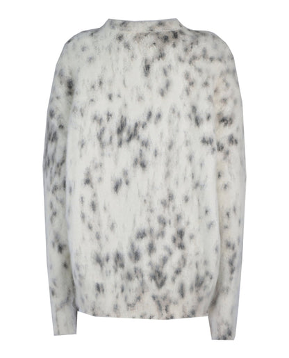 Givenchy Cropped Sweater In Mohair With Snow Leopard Print Beige Black