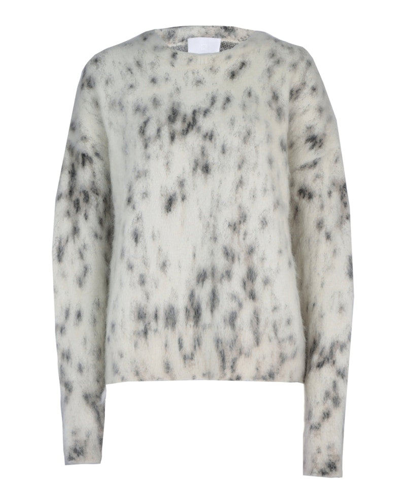 Givenchy Cropped Sweater In Mohair With Snow Leopard Print Beige Black