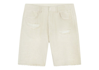 Givenchy Destroyed Denim Shorts White
