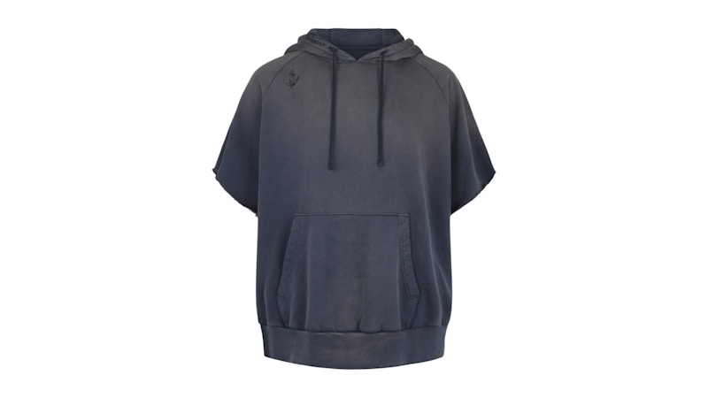 Givenchy Destroyed Short-Sleeve Raglan Hoodie Medium Blue