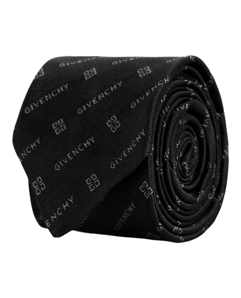Givenchy Diagonal Logo Silk Tie Black