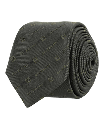Givenchy Diagonal Logo Silk Tie Green/Grey