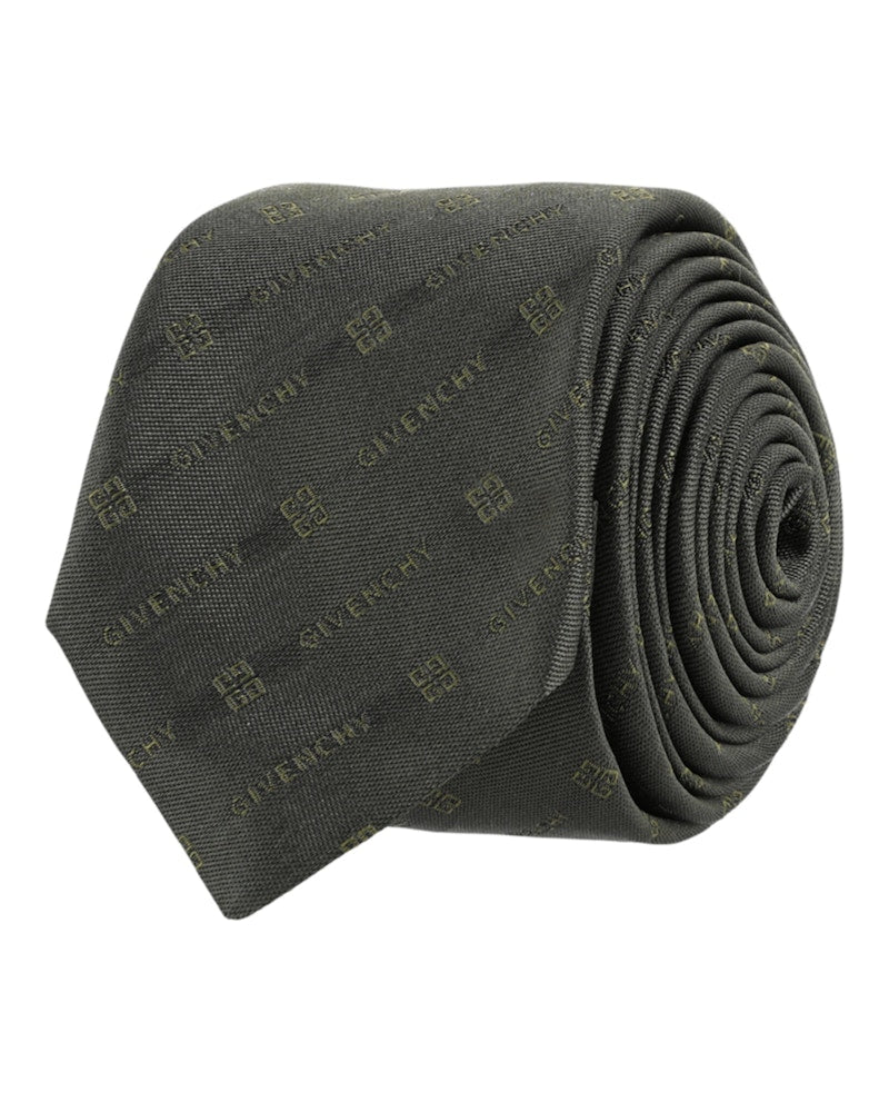 Givenchy Diagonal Logo Silk Tie Green/Grey