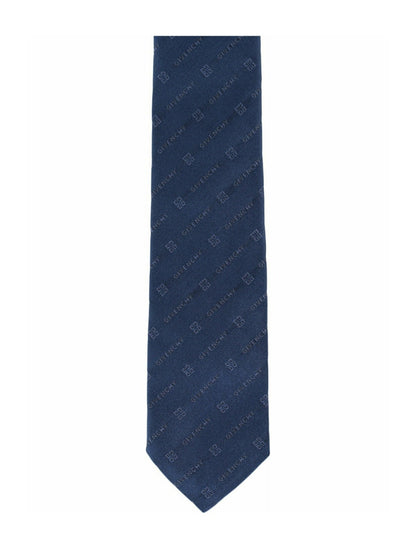 Givenchy Diagonal Logo Silk Tie Navy