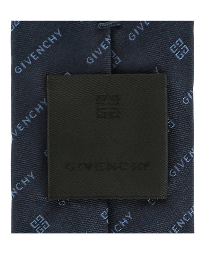 Givenchy Diagonal Logo Silk Tie Navy