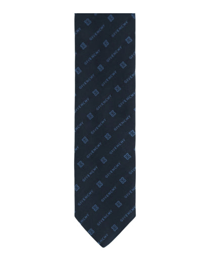 Givenchy Diagonal Logo Silk Tie Navy