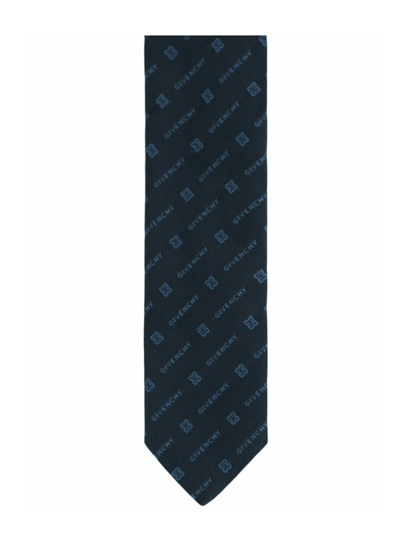 Givenchy Diagonal Logo Silk Tie Navy