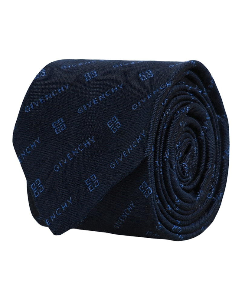 Givenchy Diagonal Logo Silk Tie Navy
