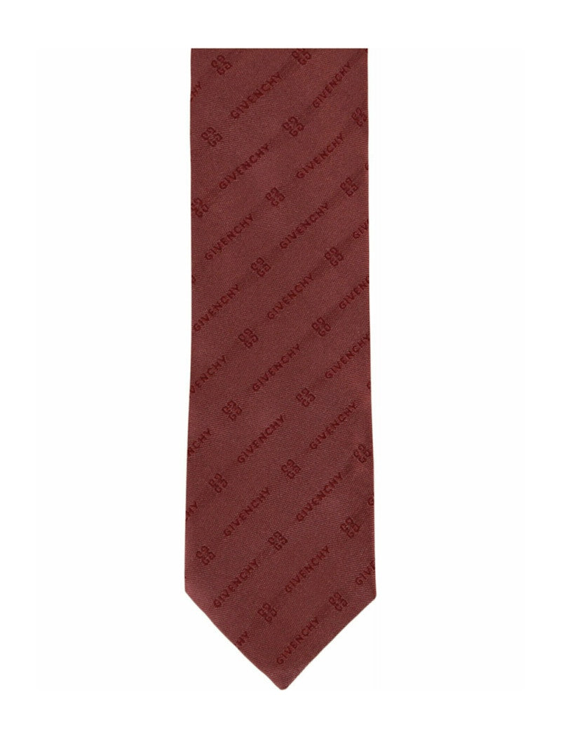 Givenchy Diagonal Logo Silk Tie Pink