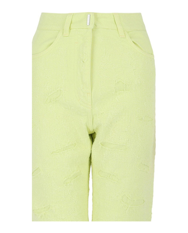 Givenchy Distressed Denim Jeans Acid Yellow