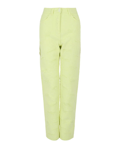 Givenchy Distressed Denim Jeans Acid Yellow