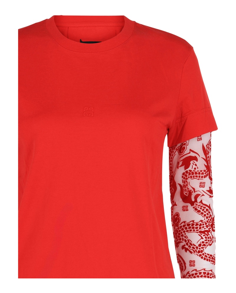 Givenchy Double Layer Long Sleeve T-shirt Vermilion