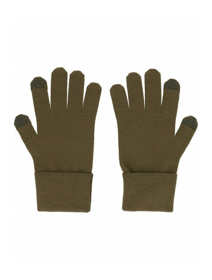 Givenchy Embroidered Logo Gloves Black/Khaki