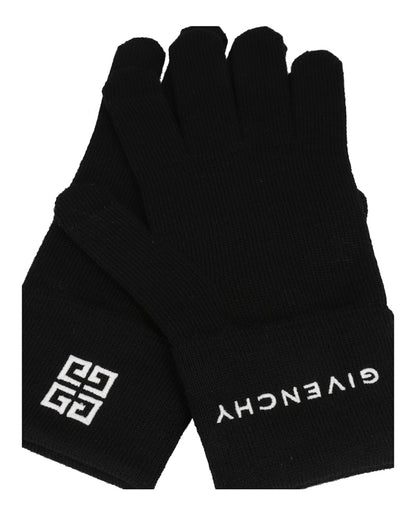 Givenchy Embroidered Logo Gloves Black/White