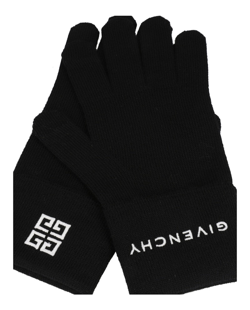 Givenchy Embroidered Logo Gloves Black/White