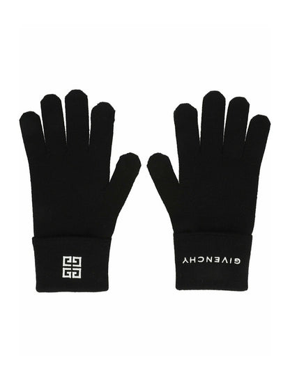 Givenchy Embroidered Logo Gloves Black/White