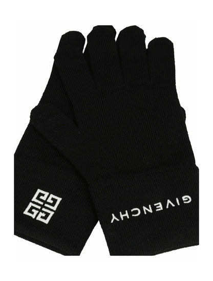 Givenchy Embroidered Logo Gloves Black/White