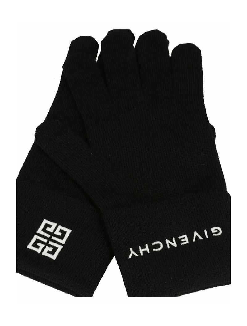 Givenchy Embroidered Logo Gloves Black/White