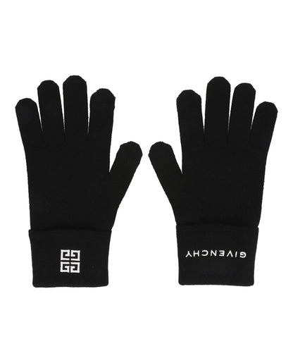 Givenchy Embroidered Logo Gloves Black/White
