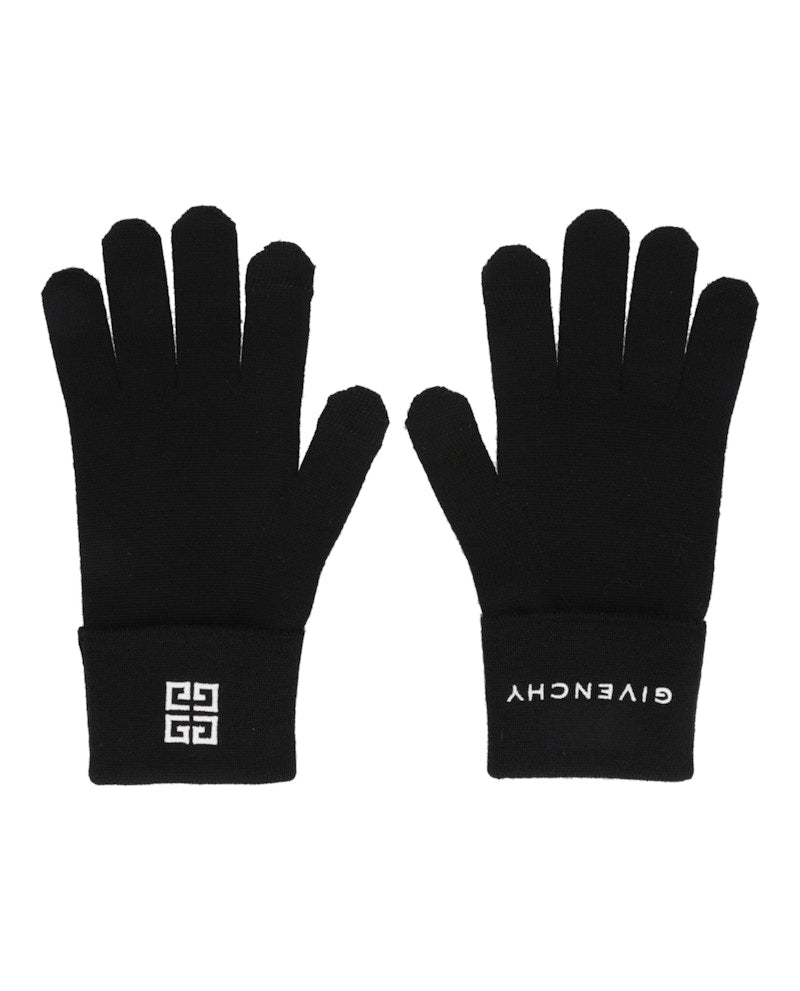 Givenchy Embroidered Logo Gloves Black/White