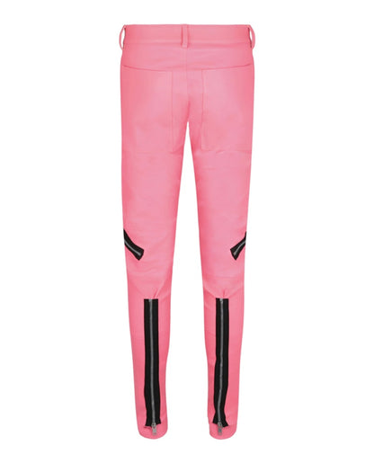 Givenchy Exposed Zipper Skinny Leather Pants Coral