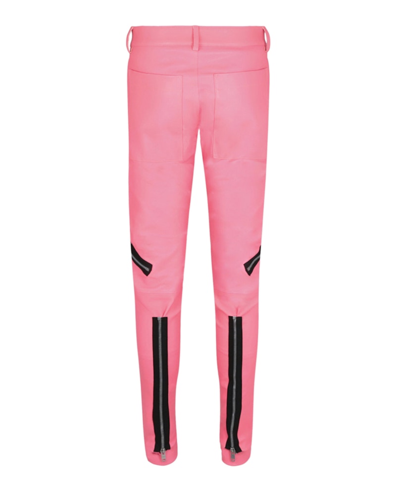 Givenchy Exposed Zipper Skinny Leather Pants Coral