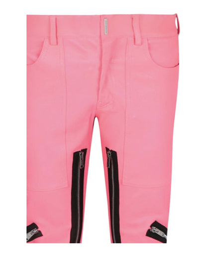 Givenchy Exposed Zipper Skinny Leather Pants Coral