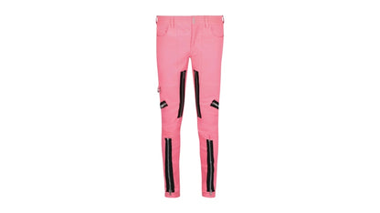 Givenchy Exposed Zipper Skinny Leather Pants Coral