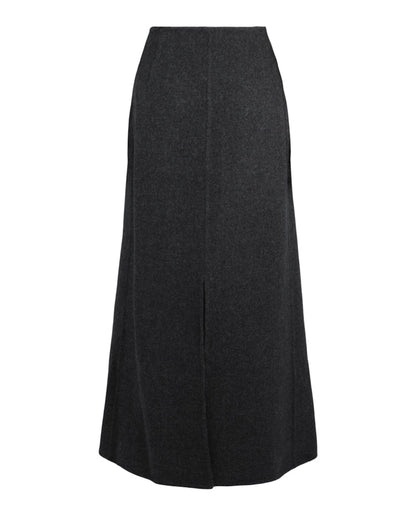 Givenchy Fold-Over Mid-Rise Wool-Blend Midi Skirt Dark Grey