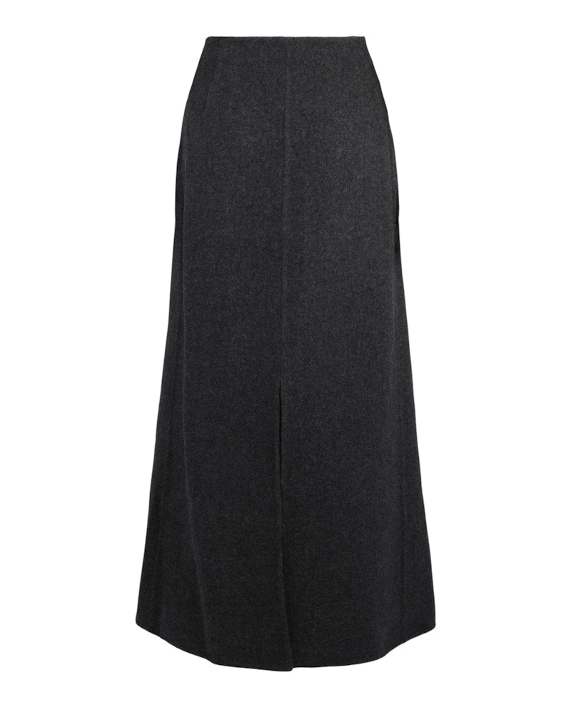 Givenchy Fold-Over Mid-Rise Wool-Blend Midi Skirt Dark Grey