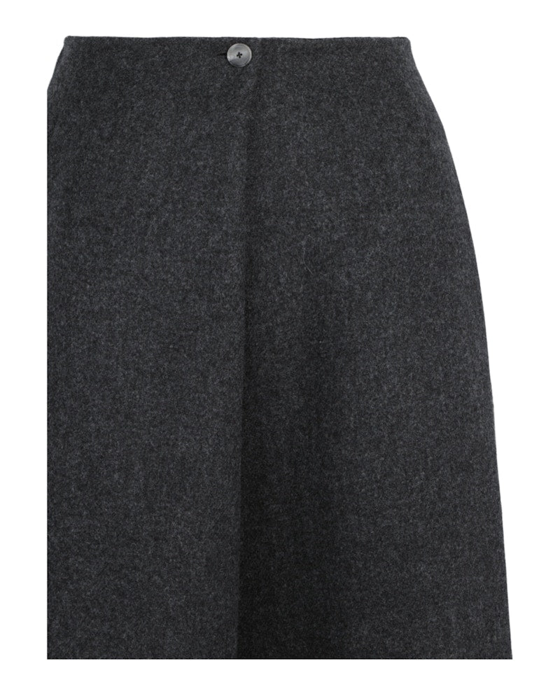 Givenchy Fold-Over Mid-Rise Wool-Blend Midi Skirt Dark Grey