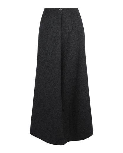Givenchy Fold-Over Mid-Rise Wool-Blend Midi Skirt Dark Grey
