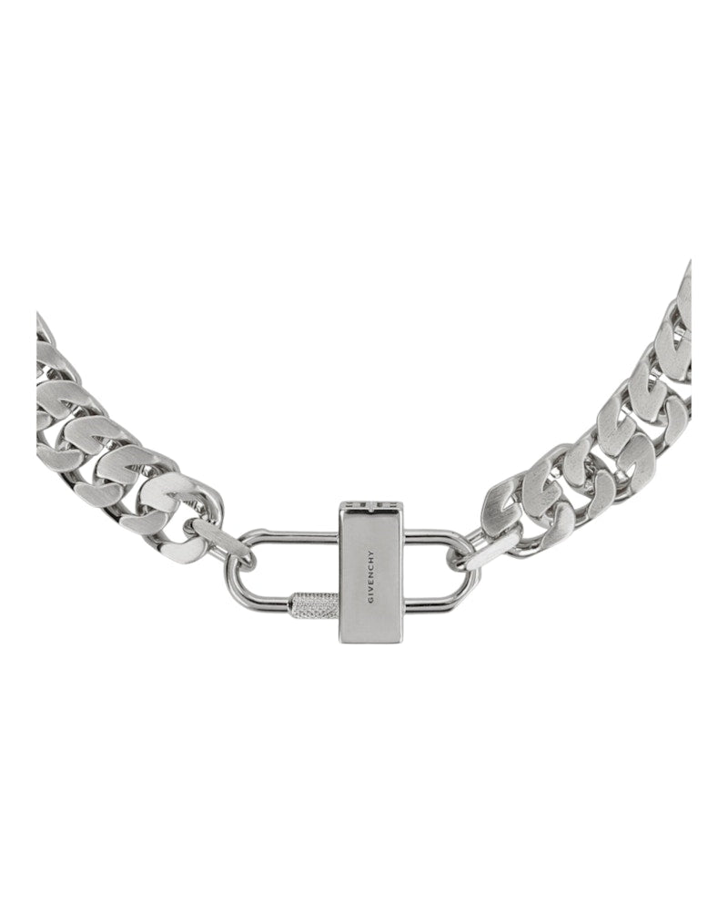 Givenchy G Chain Lock Necklace Silver